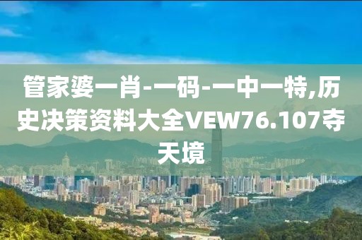 管家婆一肖-一码-一中一特,历史决策资料大全VEW76.107夺天境