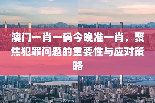 澳门一肖一码今晚准一肖，聚焦犯罪问题的重要性与应对策略