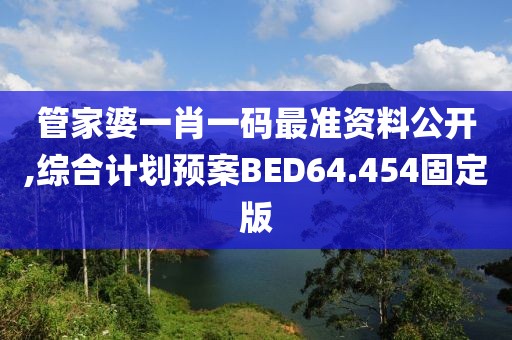 管家婆一肖一码最准资料公开,综合计划预案BED64.454固定版