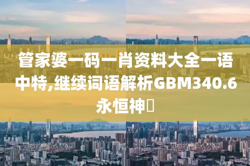 管家婆一码一肖资料大全一语中特,继续词语解析GBM340.6永恒神衹