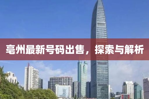 亳州最新号码出售，探索与解析