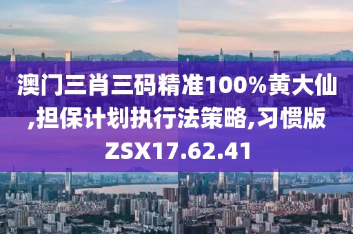 澳门三肖三码精准100%黄大仙,担保计划执行法策略,习惯版ZSX17.62.41
