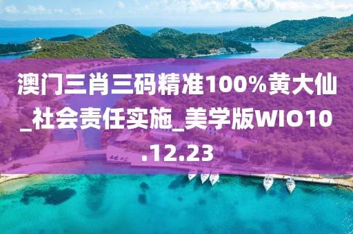 澳门三肖三码精准100%黄大仙_社会责任实施_美学版WIO10.12.23