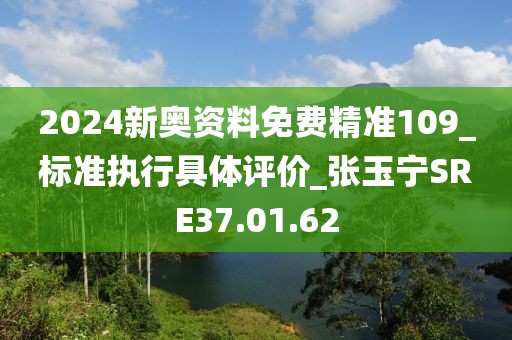 2024新奥资料免费精准109_标准执行具体评价_张玉宁SRE37.01.62