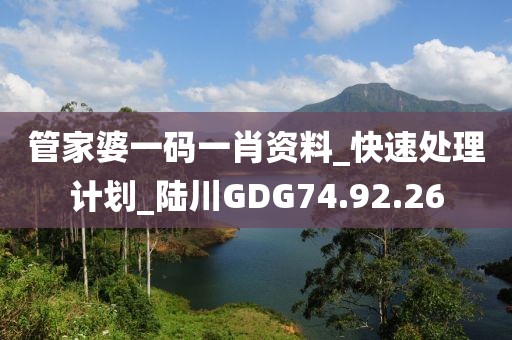 管家婆一码一肖资料_快速处理计划_陆川GDG74.92.26