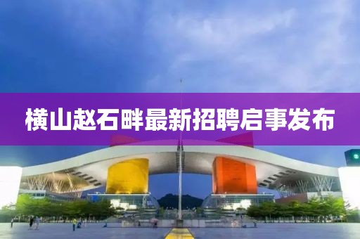 横山赵石畔最新招聘启事发布