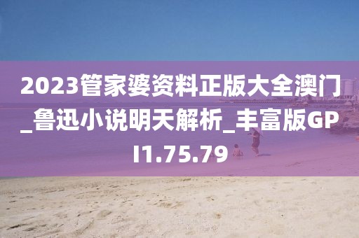 2023管家婆资料正版大全澳门_鲁迅小说明天解析_丰富版GPI1.75.79