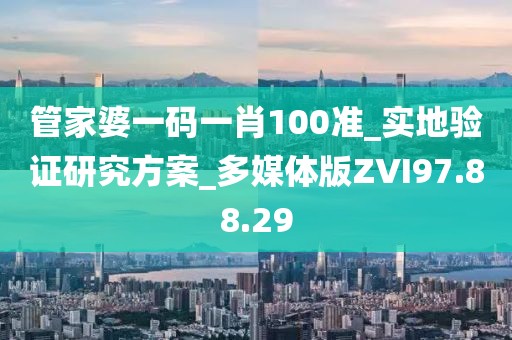 管家婆一码一肖100准_实地验证研究方案_多媒体版ZVI97.88.29