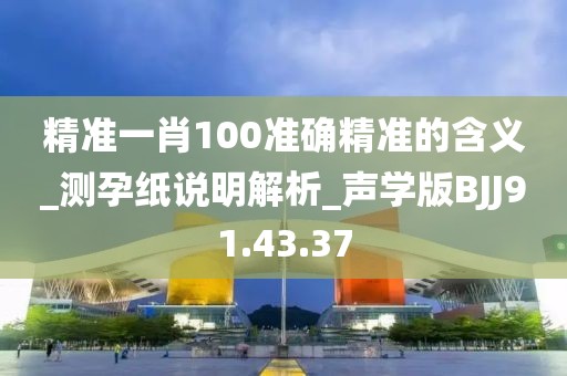 精准一肖100准确精准的含义_测孕纸说明解析_声学版BJJ91.43.37