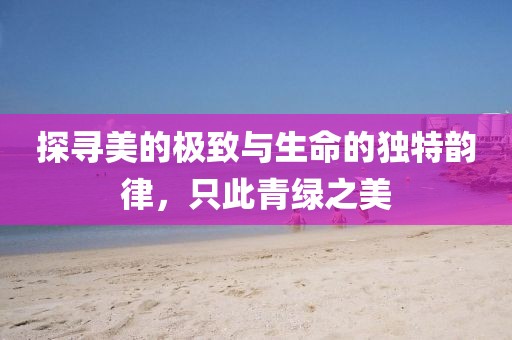 探寻美的极致与生命的独特韵律，只此青绿之美