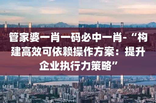 管家婆一肖一码必中一肖-“构建高效可依赖操作方案：提升企业执行力策略”