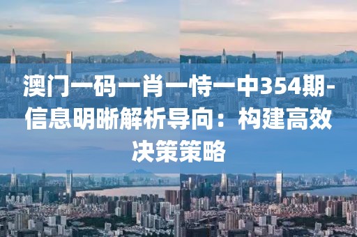 澳门一码一肖一恃一中354期-信息明晰解析导向：构建高效决策策略