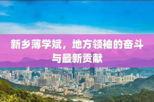 新乡薄学斌，地方领袖的奋斗与最新贡献