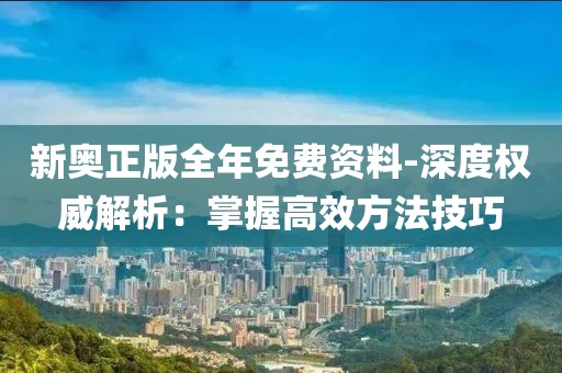新奥正版全年免费资料-深度权威解析：掌握高效方法技巧