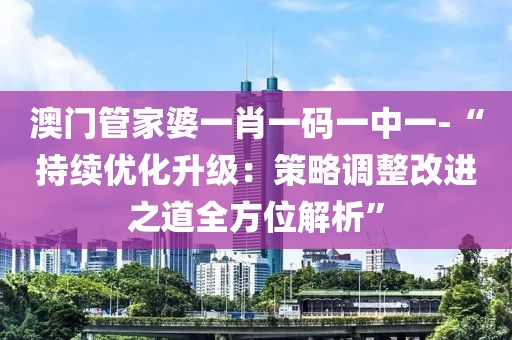 澳门管家婆一肖一码一中一-“持续优化升级：策略调整改进之道全方位解析”
