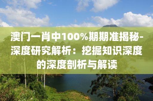 澳门一肖中100%期期准揭秘-深度研究解析：挖掘知识深度的深度剖析与解读