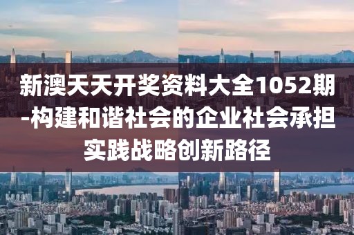 新澳天天开奖资料大全1052期-构建和谐社会的企业社会承担实践战略创新路径