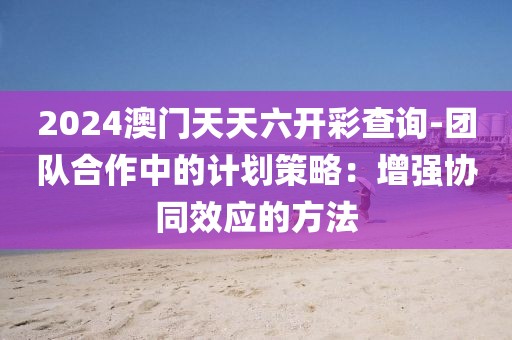 2024澳门天天六开彩查询-团队合作中的计划策略：增强协同效应的方法