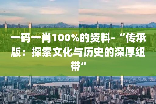 一码一肖100%的资料-“传承版：探索文化与历史的深厚纽带”