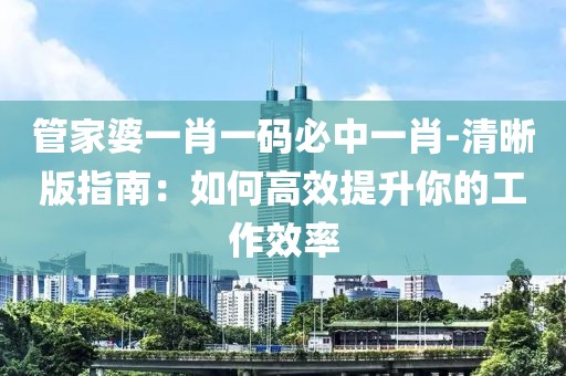 管家婆一肖一码必中一肖-清晰版指南：如何高效提升你的工作效率