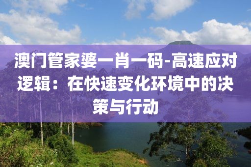 澳门管家婆一肖一码-高速应对逻辑：在快速变化环境中的决策与行动
