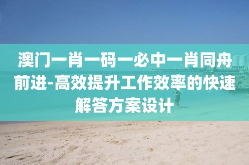 澳门一肖一码一必中一肖同舟前进-高效提升工作效率的快速解答方案设计