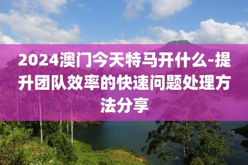 2024澳门今天特马开什么-提升团队效率的快速问题处理方法分享