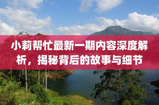 小莉帮忙最新一期内容深度解析，揭秘背后的故事与细节