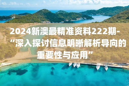 2024新澳最精准资料222期-“深入探讨信息明晰解析导向的重要性与应用”