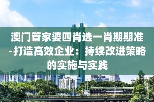 澳门管家婆四肖选一肖期期准-打造高效企业：持续改进策略的实施与实践