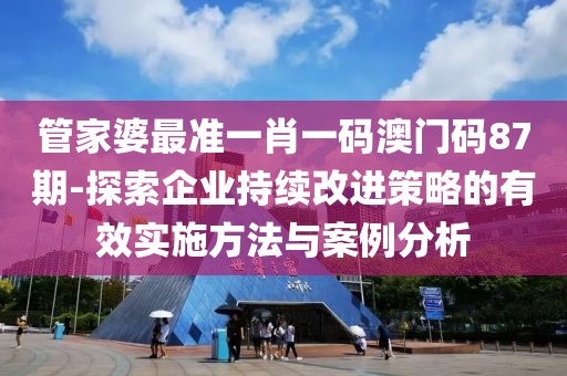 管家婆最准一肖一码澳门码87期-探索企业持续改进策略的有效实施方法与案例分析