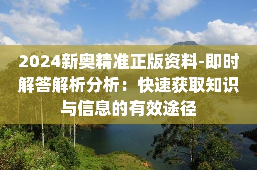 2024新奥精准正版资料-即时解答解析分析：快速获取知识与信息的有效途径