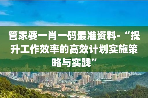 管家婆一肖一码最准资料-“提升工作效率的高效计划实施策略与实践”