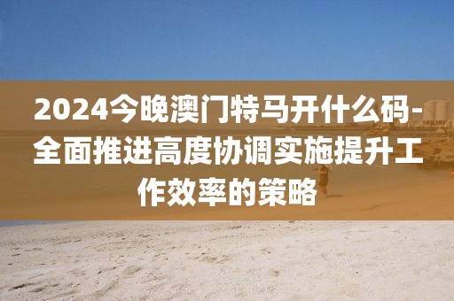2024今晚澳门特马开什么码-全面推进高度协调实施提升工作效率的策略