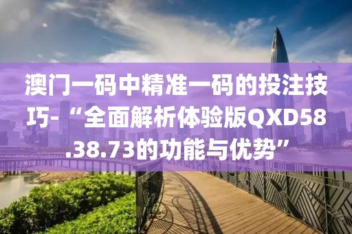 澳门一码中精准一码的投注技巧-“全面解析体验版QXD58.38.73的功能与优势”