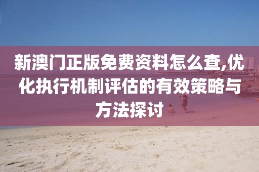 新澳门正版免费资料怎么查,优化执行机制评估的有效策略与方法探讨