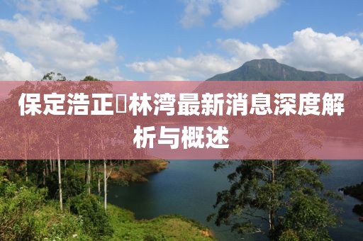 保定浩正渼林湾最新消息深度解析与概述