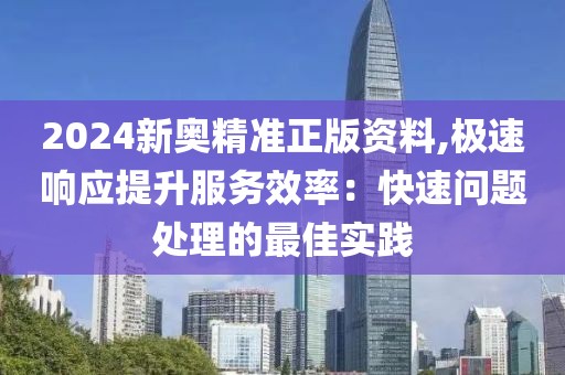 2024新奥精准正版资料,极速响应提升服务效率：快速问题处理的最佳实践