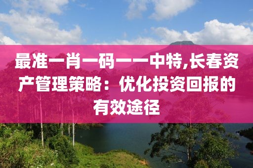 最准一肖一码一一中特,长春资产管理策略：优化投资回报的有效途径