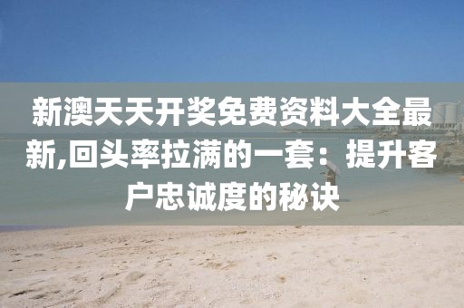 新澳天天开奖免费资料大全最新,回头率拉满的一套：提升客户忠诚度的秘诀