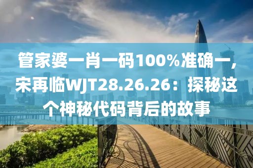 管家婆一肖一码100%准确一,宋再临WJT28.26.26：探秘这个神秘代码背后的故事