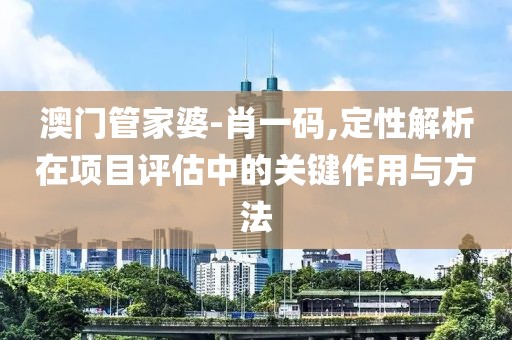 澳门管家婆-肖一码,定性解析在项目评估中的关键作用与方法