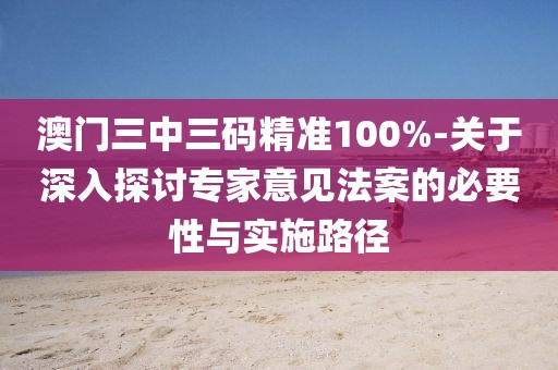 澳门三中三码精准100%-关于深入探讨专家意见法案的必要性与实施路径