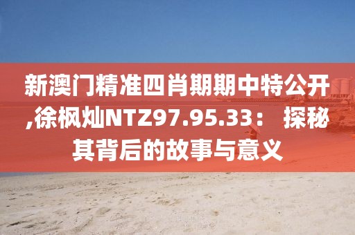 新澳门精准四肖期期中特公开,徐枫灿NTZ97.95.33： 探秘其背后的故事与意义