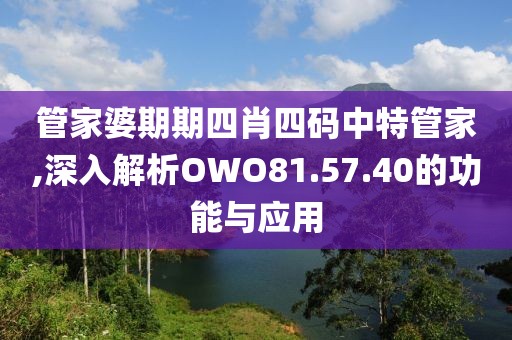 管家婆期期四肖四码中特管家,深入解析OWO81.57.40的功能与应用