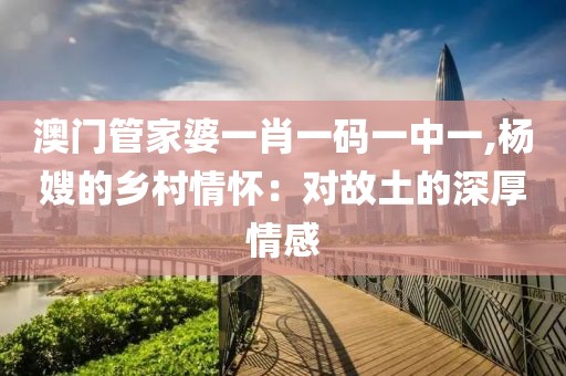 澳门管家婆一肖一码一中一,杨嫂的乡村情怀：对故土的深厚情感