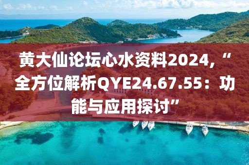 黄大仙论坛心水资料2024,“全方位解析QYE24.67.55：功能与应用探讨”
