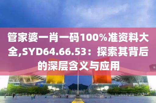 管家婆一肖一码100%准资料大全,SYD64.66.53：探索其背后的深层含义与应用