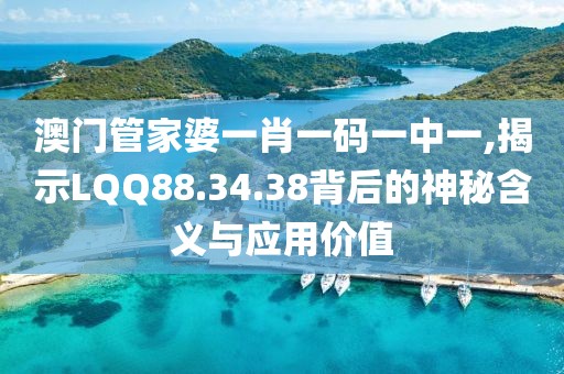 澳门管家婆一肖一码一中一,揭示LQQ88.34.38背后的神秘含义与应用价值