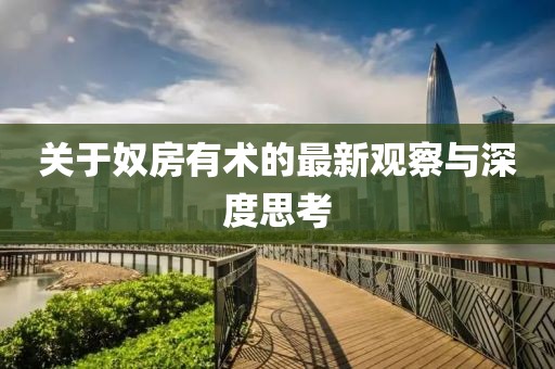 关于奴房有术的最新观察与深度思考